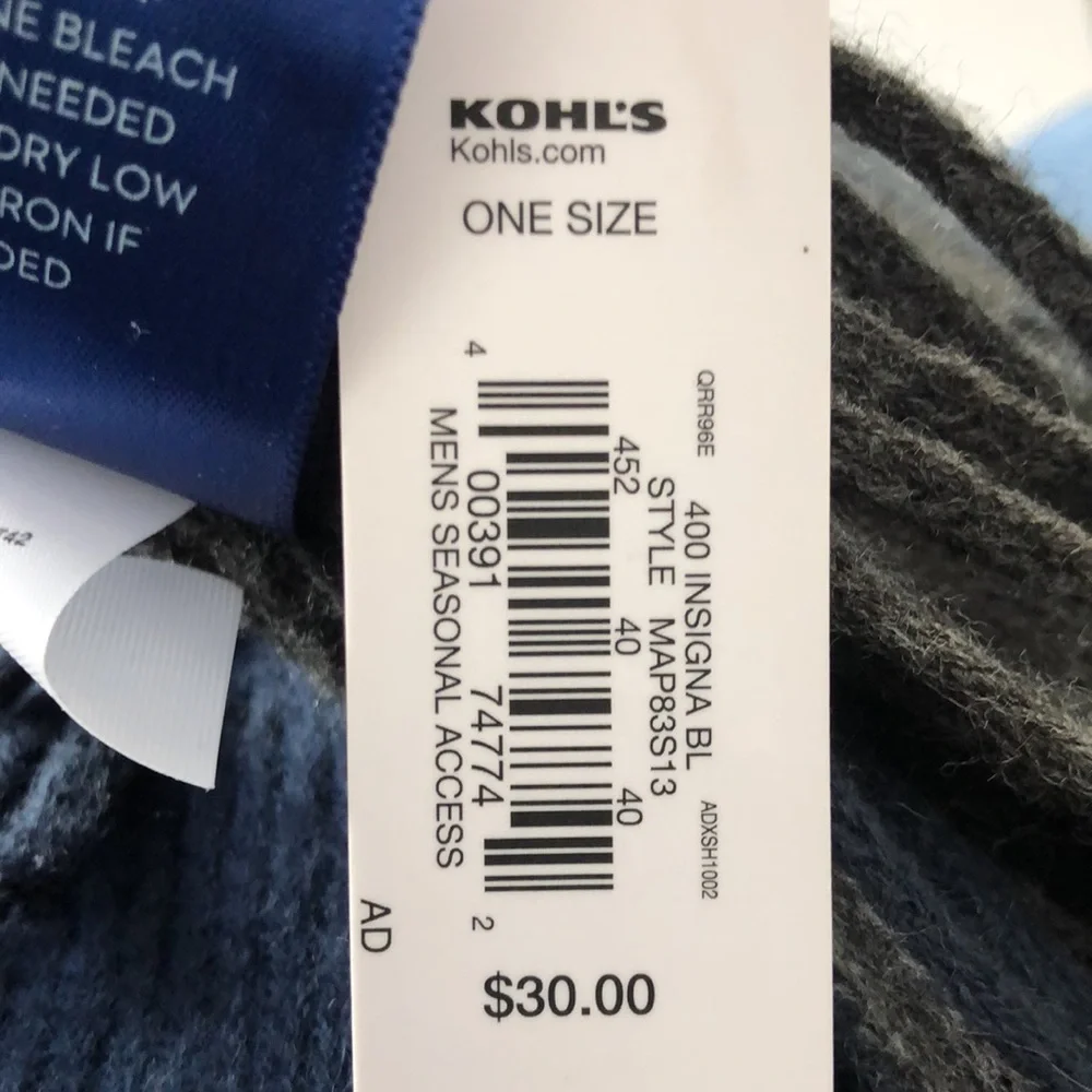 Apt. 9 Super Soft Gray and Blue Striped Scarf With Fringe
